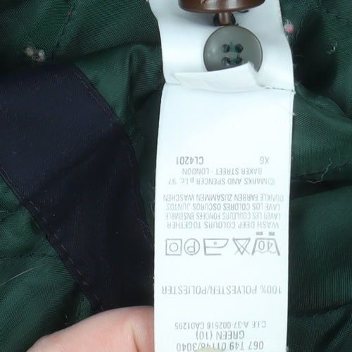Marks and Spencer Men's Green Hooded Parka Coat Size 10 Polyester