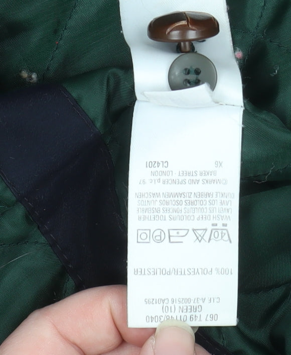 Marks and Spencer Men's Green Hooded Parka Coat Size 10 Polyester