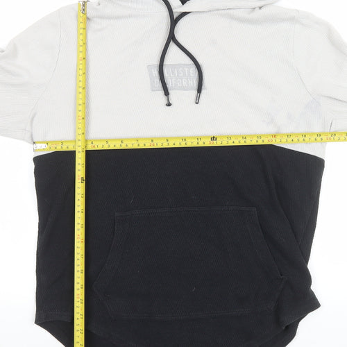 Hollister Men's Beige Black Pullover Hoodie M Classic Logo Knit