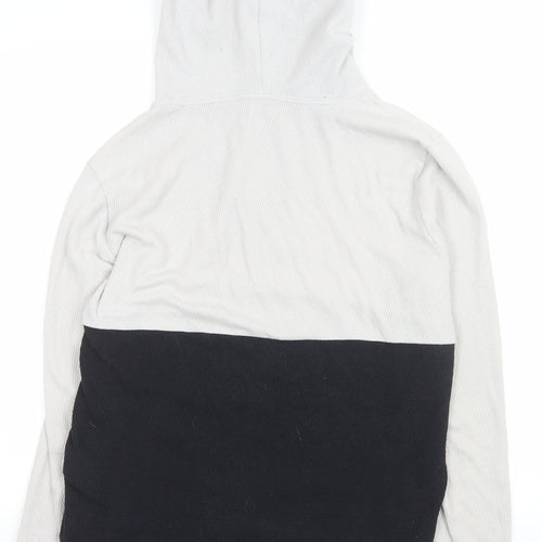 Hollister Men's Beige Black Pullover Hoodie M Classic Logo Knit