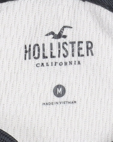 Hollister Men's Beige Black Pullover Hoodie M Classic Logo Knit