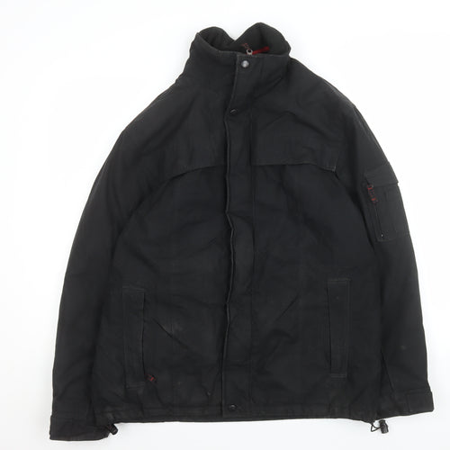 Cedarwood State Men's Black Small Puffer Jacket with Pockets and Hooded Design