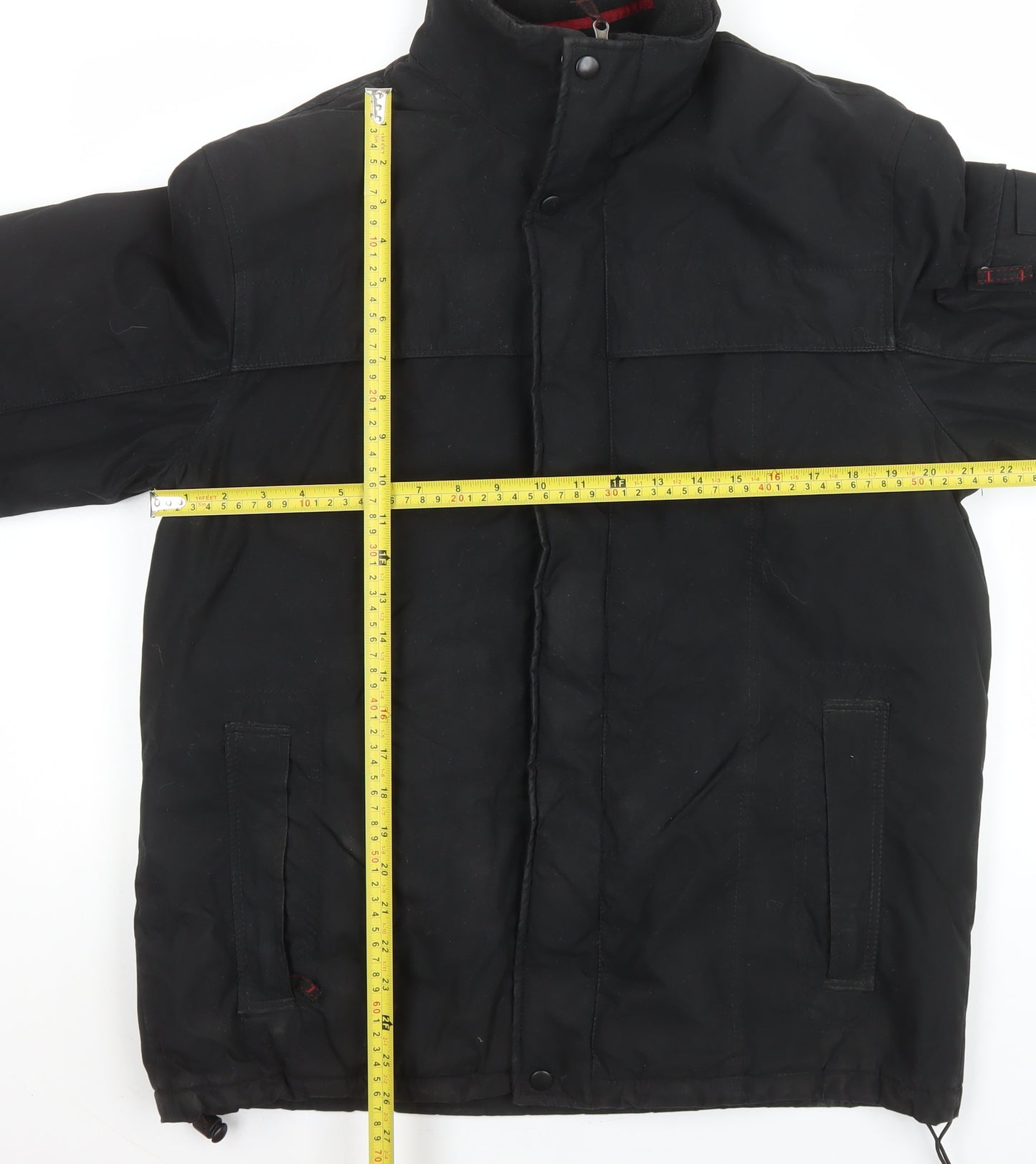 Cedarwood State Men's Black Small Puffer Jacket with Pockets and Hooded Design