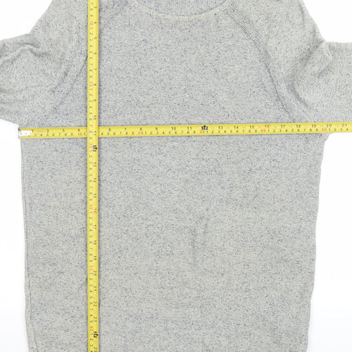SELECTED HOMME Men's Grey Cotton Knit Crew Neck Jumper M