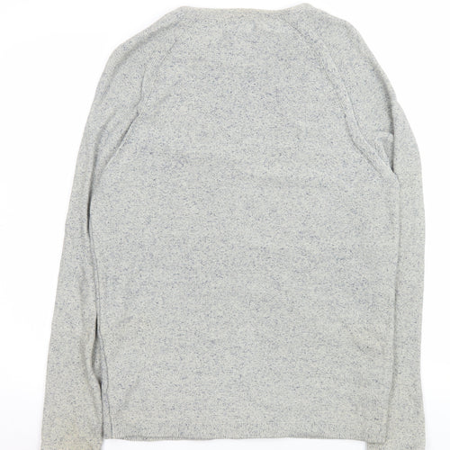 SELECTED HOMME Men's Grey Cotton Knit Crew Neck Jumper M