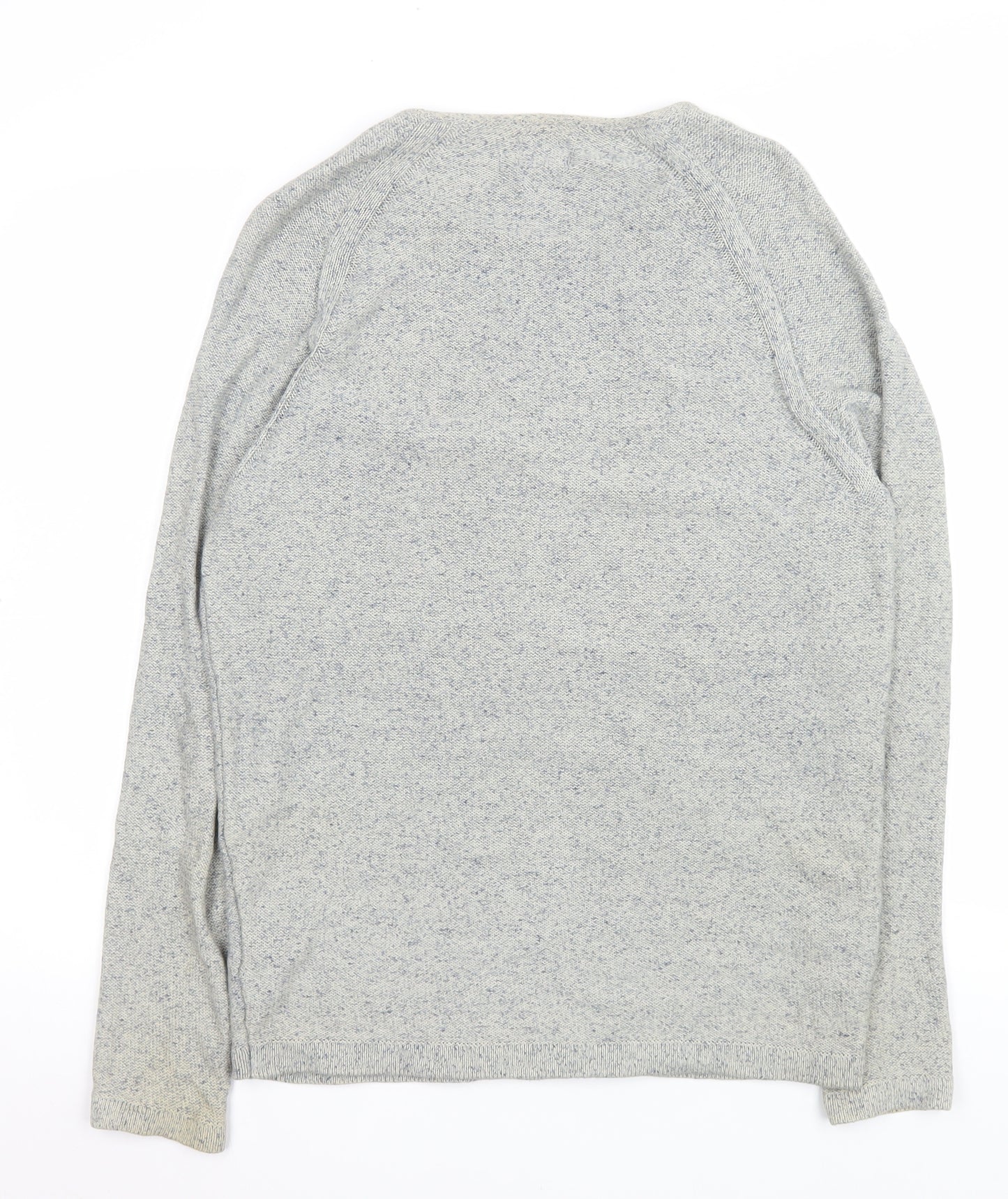 SELECTED HOMME Men's Grey Cotton Knit Crew Neck Jumper M