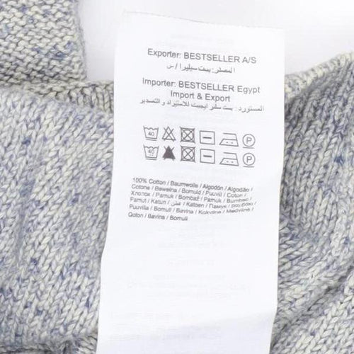 SELECTED HOMME Men's Grey Cotton Knit Crew Neck Jumper M