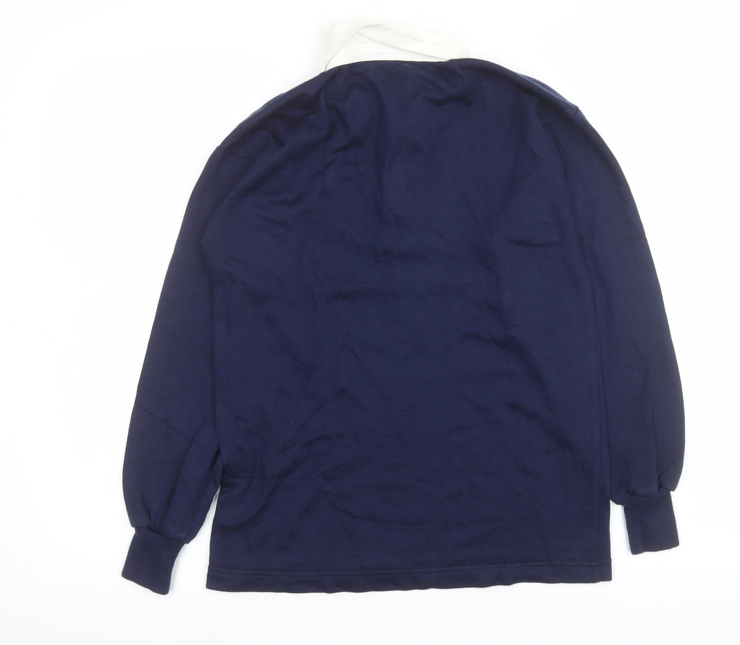 Halbro Boys Blue Long Sleeve Rugby Polo Shirt 10 Years Cotton Sportswear