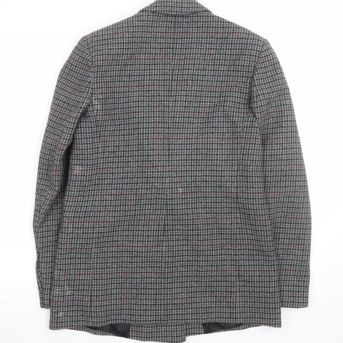 Zara Women Grey Houndstooth Double-Breasted Blazer Size 8