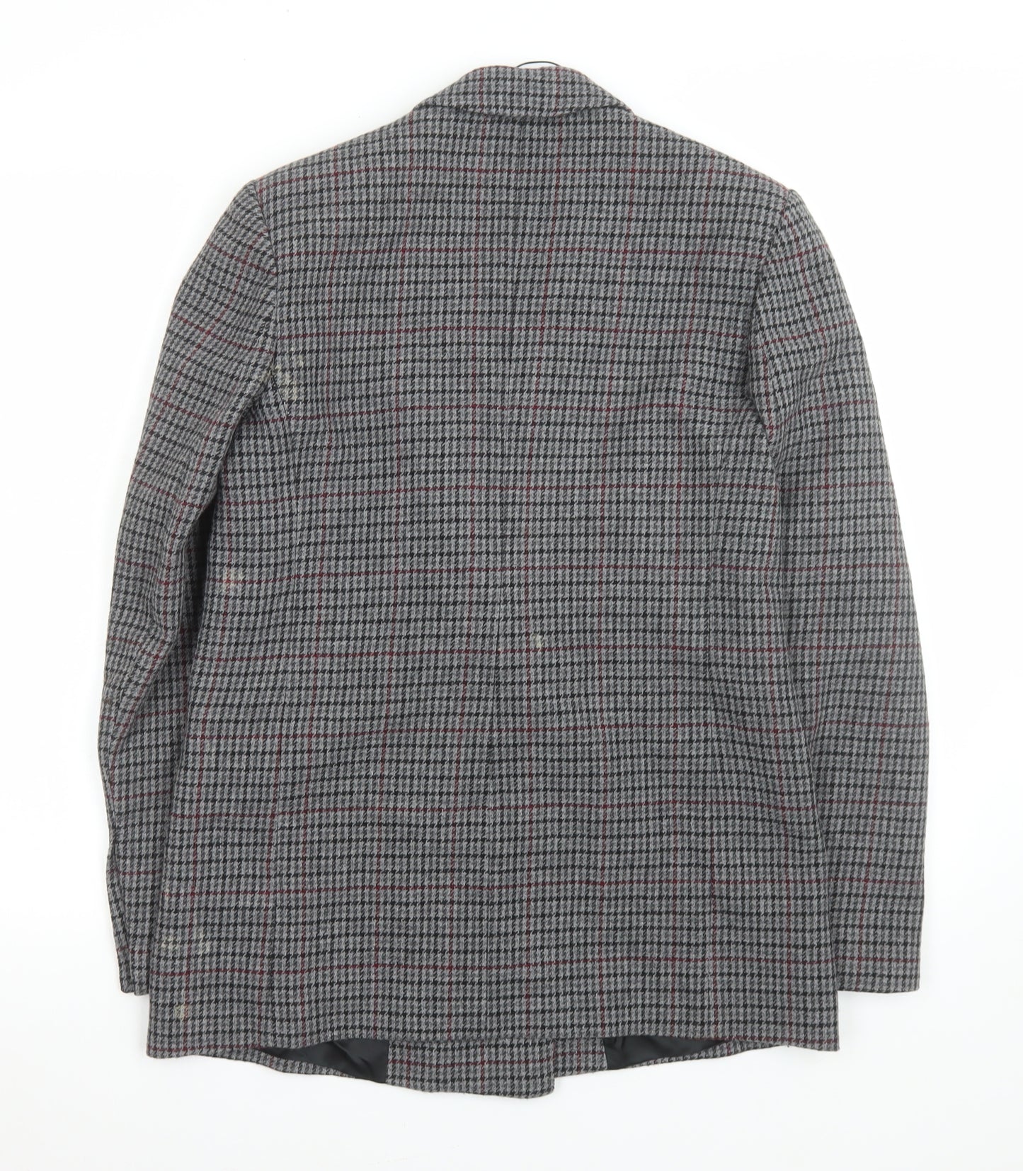 Zara Women Grey Houndstooth Double-Breasted Blazer Size 8