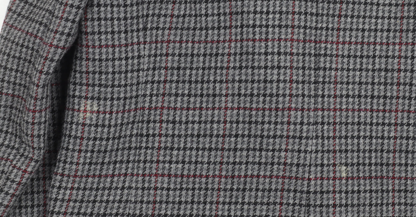 Zara Women Grey Houndstooth Double-Breasted Blazer Size 8