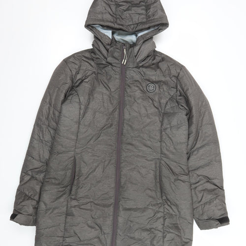 Lizzy Womens Grey Long Hooded Puffer Jacket Coat Size M