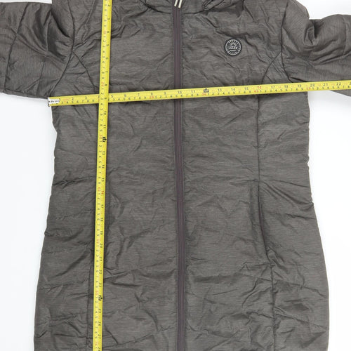Lizzy Womens Grey Long Hooded Puffer Jacket Coat Size M