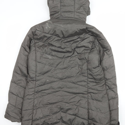 Lizzy Womens Grey Long Hooded Puffer Jacket Coat Size M