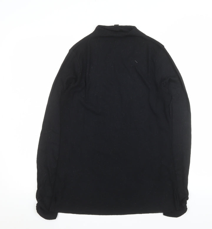 River Island Women’s Black Mock Neck Long Sleeve Slim Fit Jersey Top Size 14