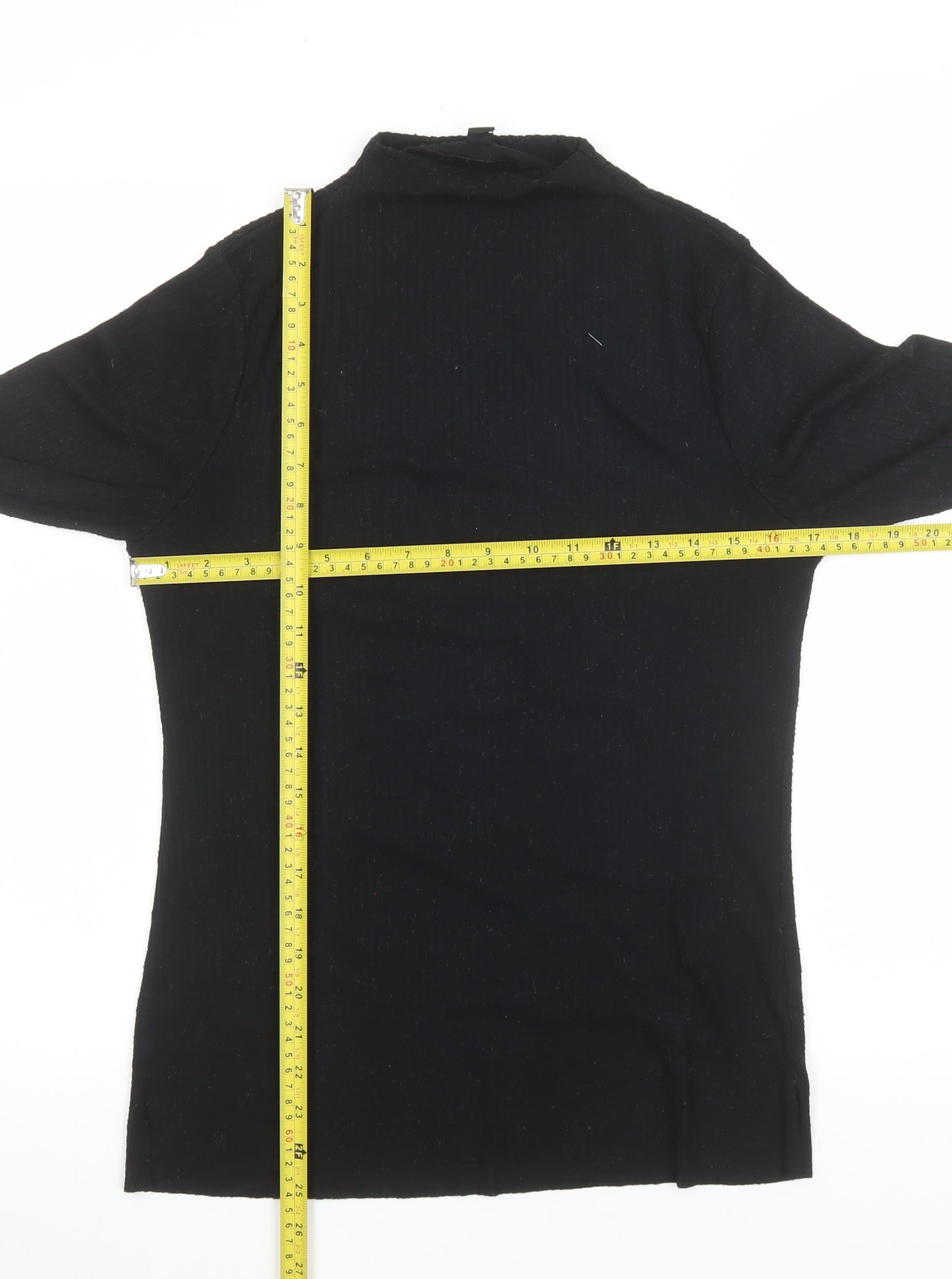 River Island Women’s Black Mock Neck Long Sleeve Slim Fit Jersey Top Size 14