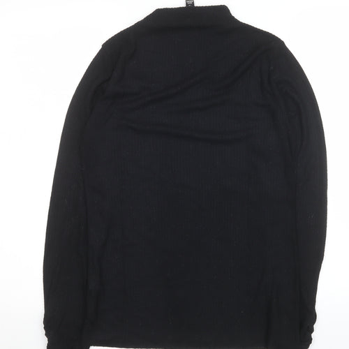 River Island Women’s Black Mock Neck Long Sleeve Slim Fit Jersey Top Size 14
