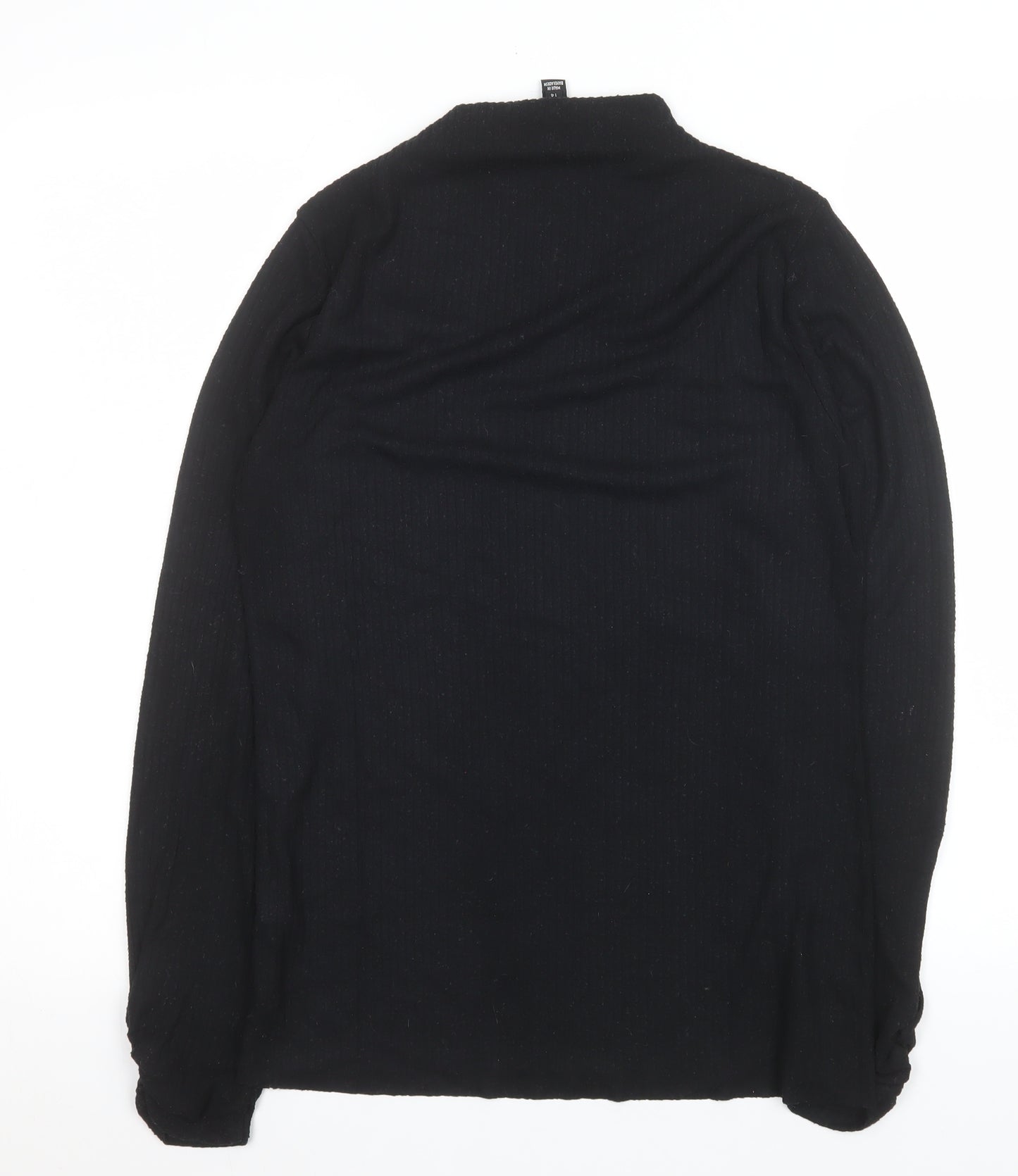 River Island Women’s Black Mock Neck Long Sleeve Slim Fit Jersey Top Size 14
