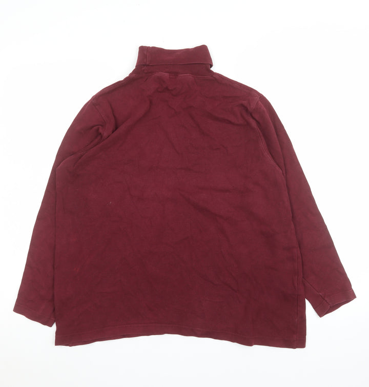 Debenhams Women’s Red Long Sleeve Roll Neck Cotton Top Size 14
