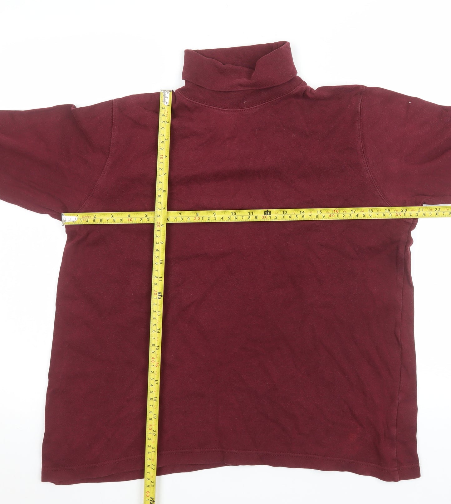 Debenhams Women’s Red Long Sleeve Roll Neck Cotton Top Size 14