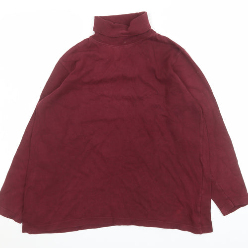 Debenhams Women’s Red Long Sleeve Roll Neck Cotton Top Size 14