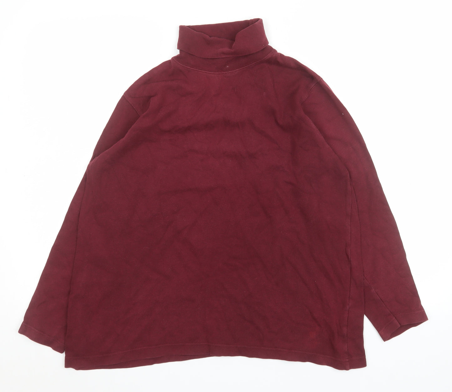 Debenhams Women’s Red Long Sleeve Roll Neck Cotton Top Size 14