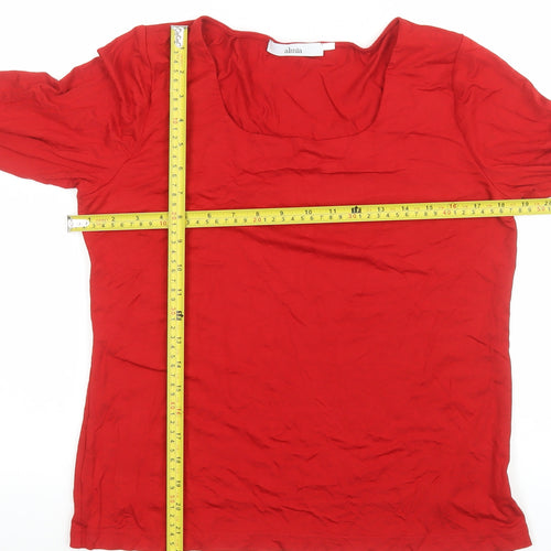 almia Women's Red 3/4 Sleeve Viscose Stretch T-Shirt L