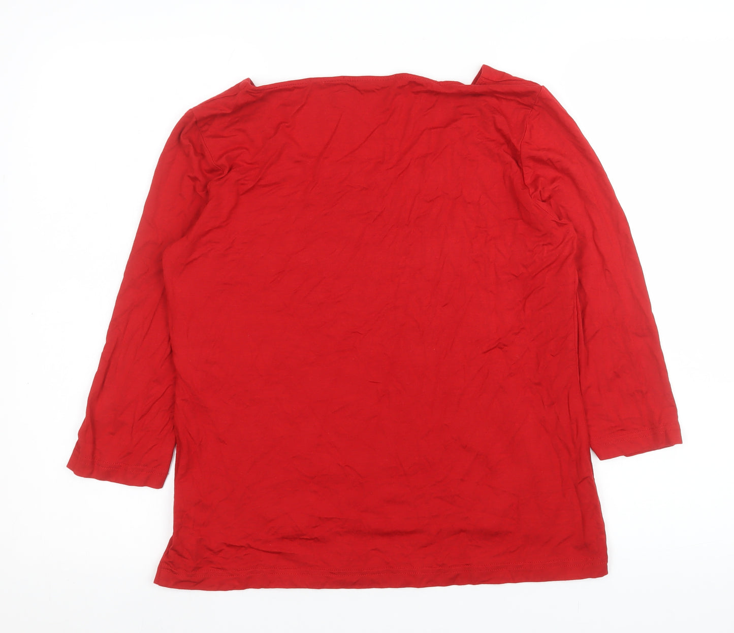 almia Women's Red 3/4 Sleeve Viscose Stretch T-Shirt L