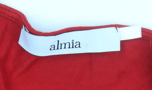 almia Women's Red 3/4 Sleeve Viscose Stretch T-Shirt L