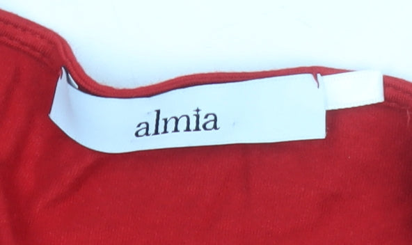 almia Women's Red 3/4 Sleeve Viscose Stretch T-Shirt L