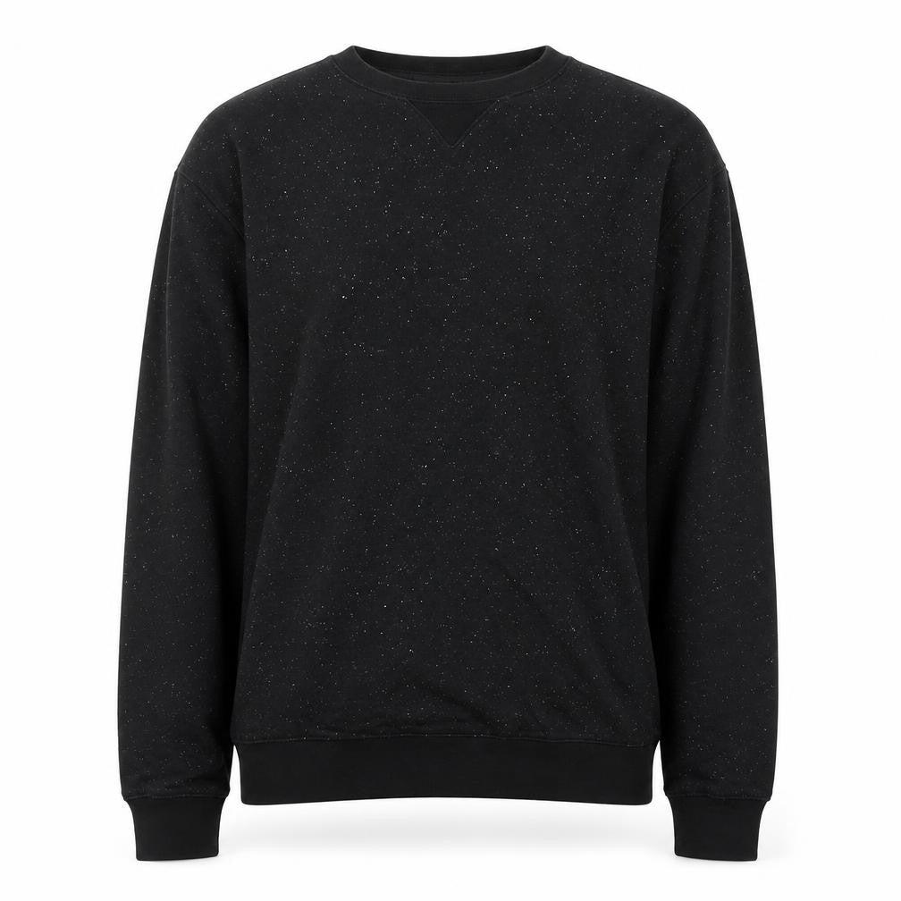 Front view of H&M Men's Black Regular Fit Crew Neck Sweatshirt, size M