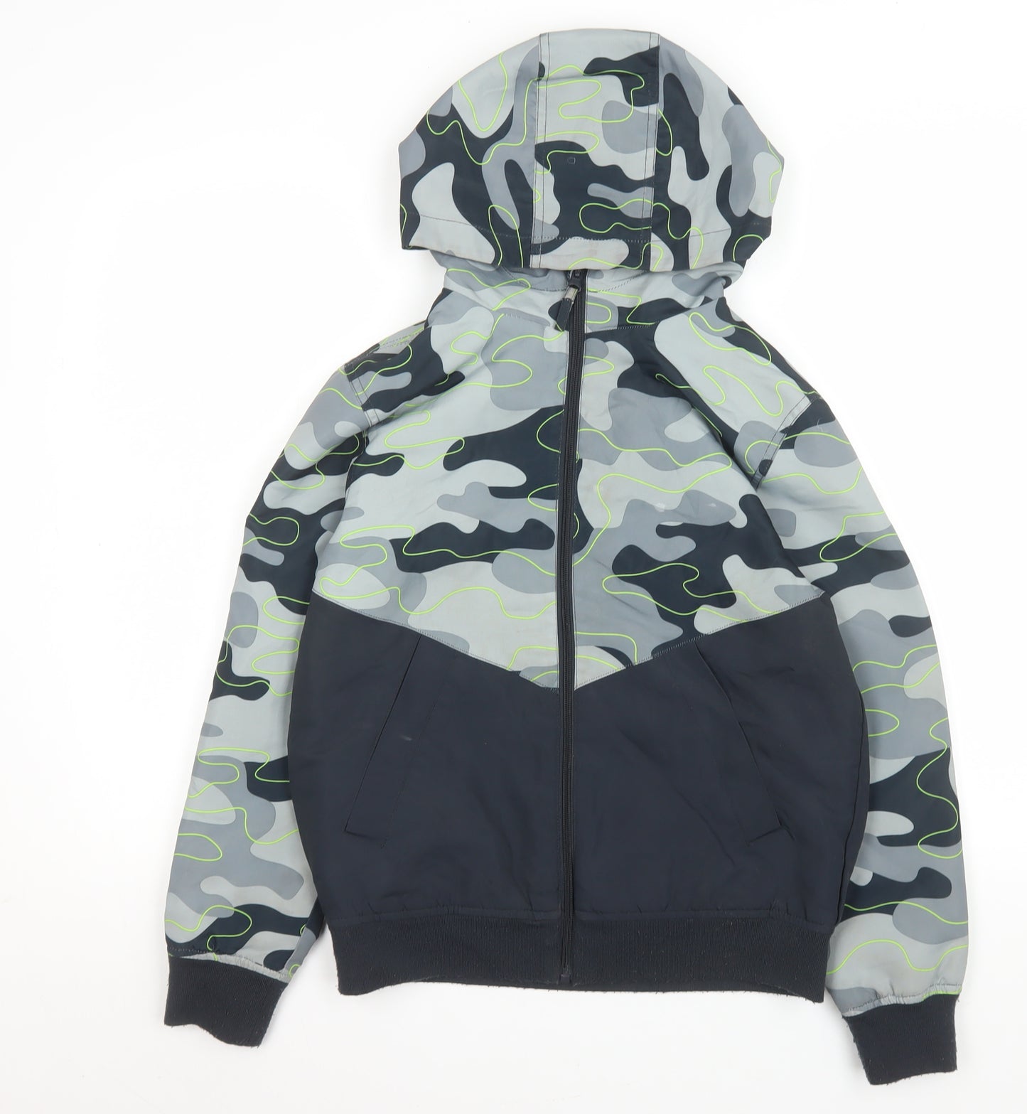 Destination Boys Grey Camouflage Hooded Puffer Jacket 12 Years
