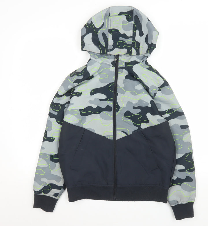 Destination Boys Grey Camouflage Hooded Puffer Jacket 12 Years