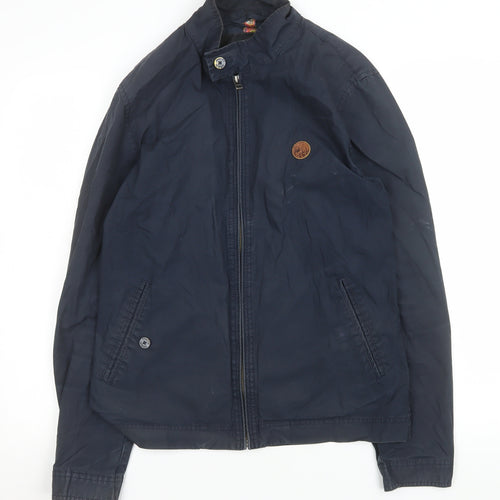 Pretty Green Men's Blue Cotton Bomber Jacket M Regular Fit