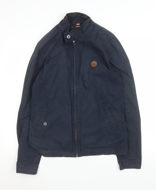 Pretty Green Men's Blue Cotton Bomber Jacket M Regular Fit