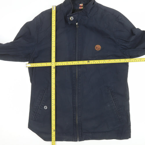 Pretty Green Men's Blue Cotton Bomber Jacket M Regular Fit