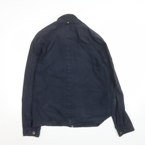 Pretty Green Men's Blue Cotton Bomber Jacket M Regular Fit
