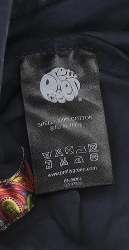 Pretty Green Men's Blue Cotton Bomber Jacket M Regular Fit