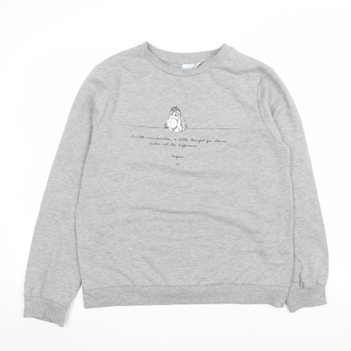 Disney Women’s Grey Eeyore Long Sleeve Crew Neck T-Shirt S