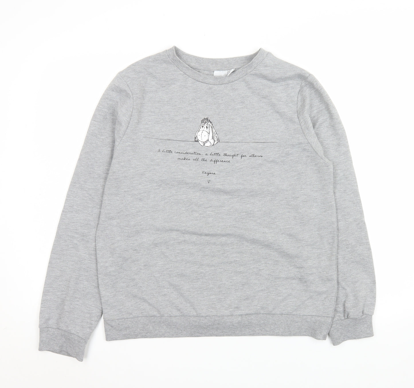 Disney Women’s Grey Eeyore Long Sleeve Crew Neck T-Shirt S