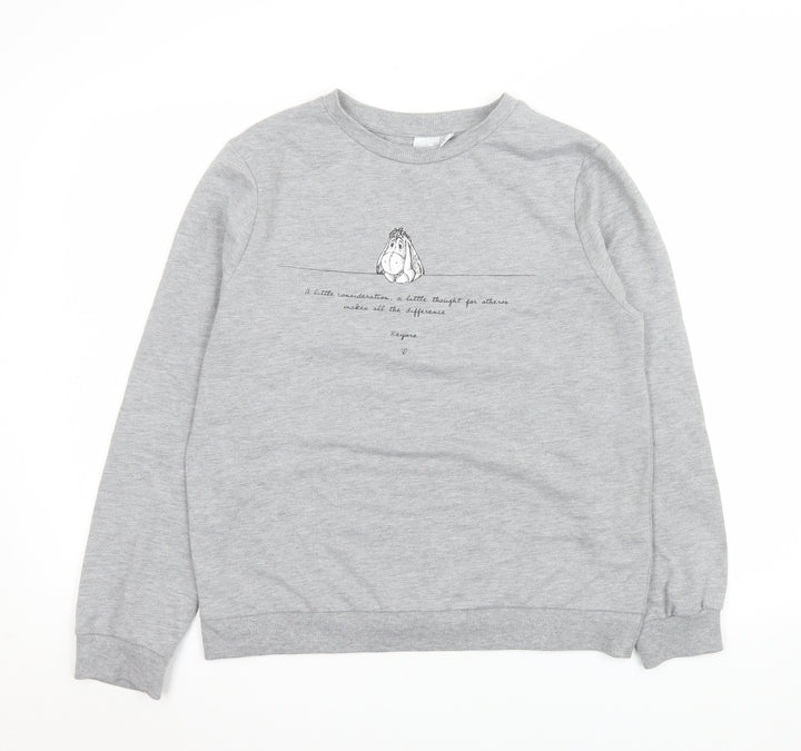 Disney Women’s Grey Eeyore Long Sleeve Crew Neck T-Shirt S