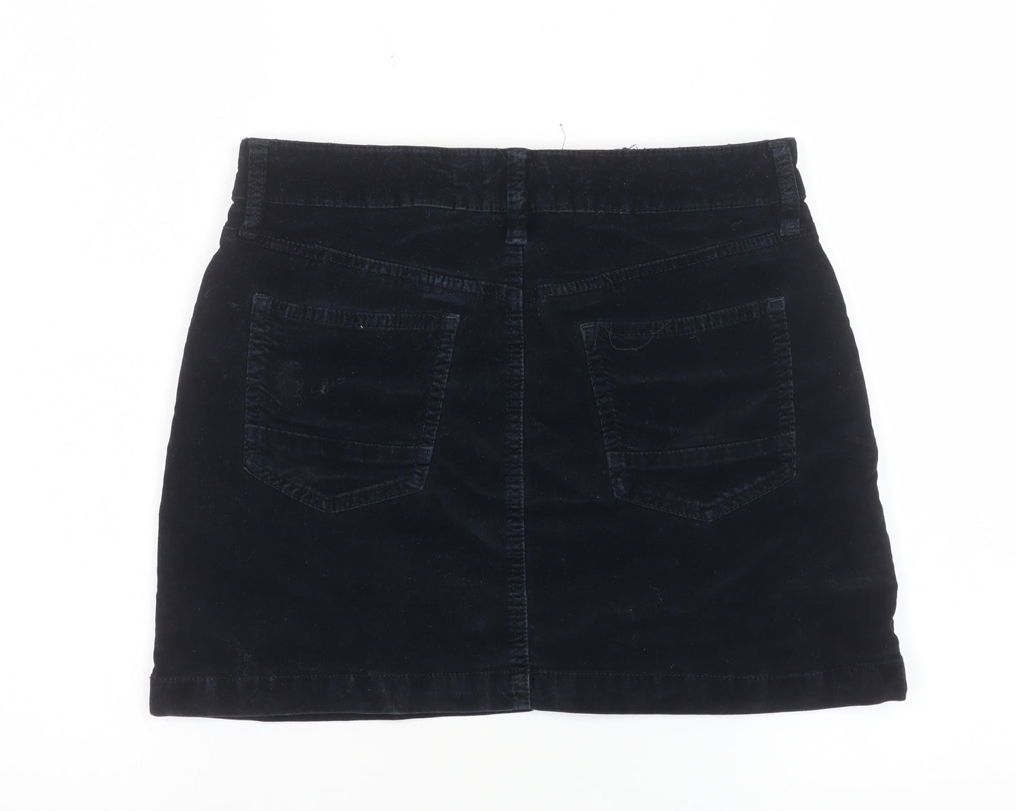 Next Women Black Corduroy Short Skirt Size 8 with Zip Details