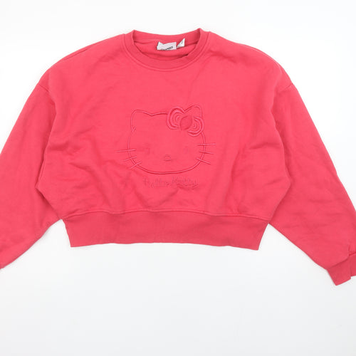 Hello Kitty Women Pink Cotton Blend Pullover Sweatshirt Size S 10/12