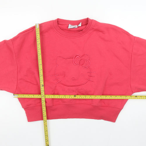 Hello Kitty Women Pink Cotton Blend Pullover Sweatshirt Size S 10/12