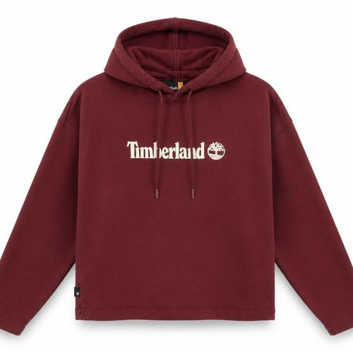 Timberland Women's Burgundy Hoodie XS Cotton Blend Logo Pullover