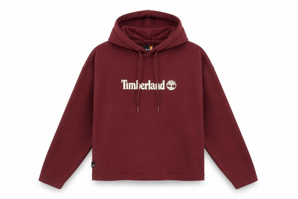 Timberland Women's Burgundy Hoodie XS Cotton Blend Logo Pullover