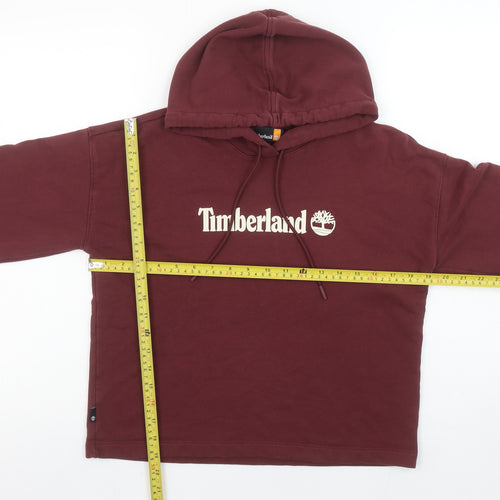 Timberland Women's Burgundy Hoodie XS Cotton Blend Logo Pullover