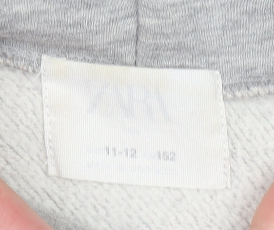 Zara Girls Grey California Pullover Hoodie 11-12 Years Regular Fit