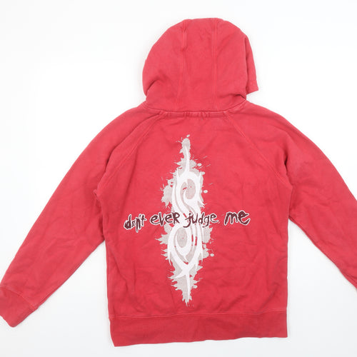 Slipknot Women Red Pullover Hoodie Medium Graphic Print Cotton Blend