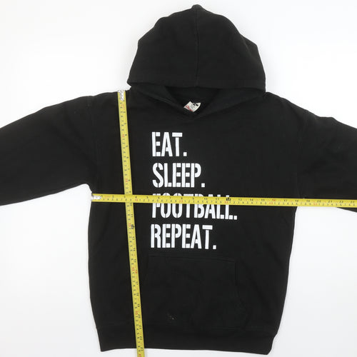 Club Classic Boys Black Pullover Hoodie 12-13 YXL Eat Sleep Football Repeat Print